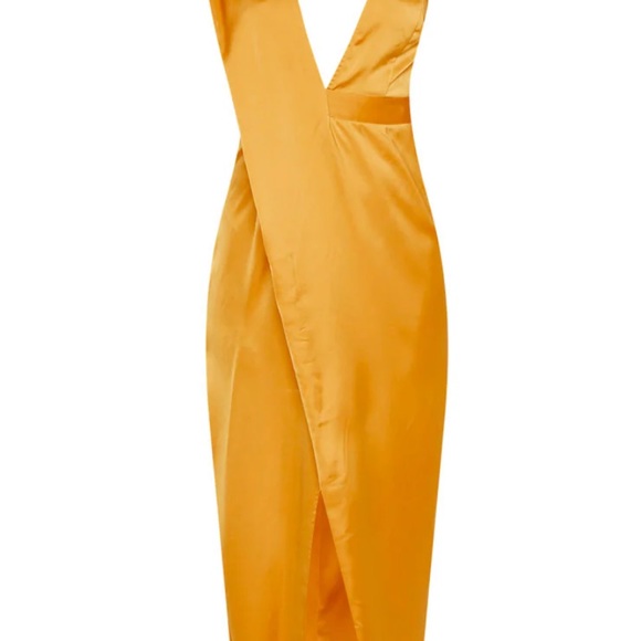 Mustard Asymmetric Drape Detail Maxi Dress - Picture 7 of 7